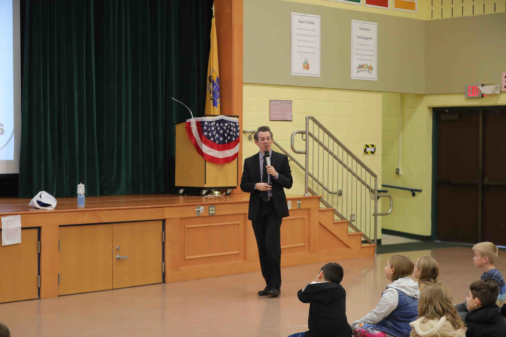 Meteorologist Joe Martucci at Frog Pond Elementary School